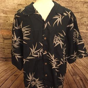 Tommy Bahama Palm Black Button Down Silk large